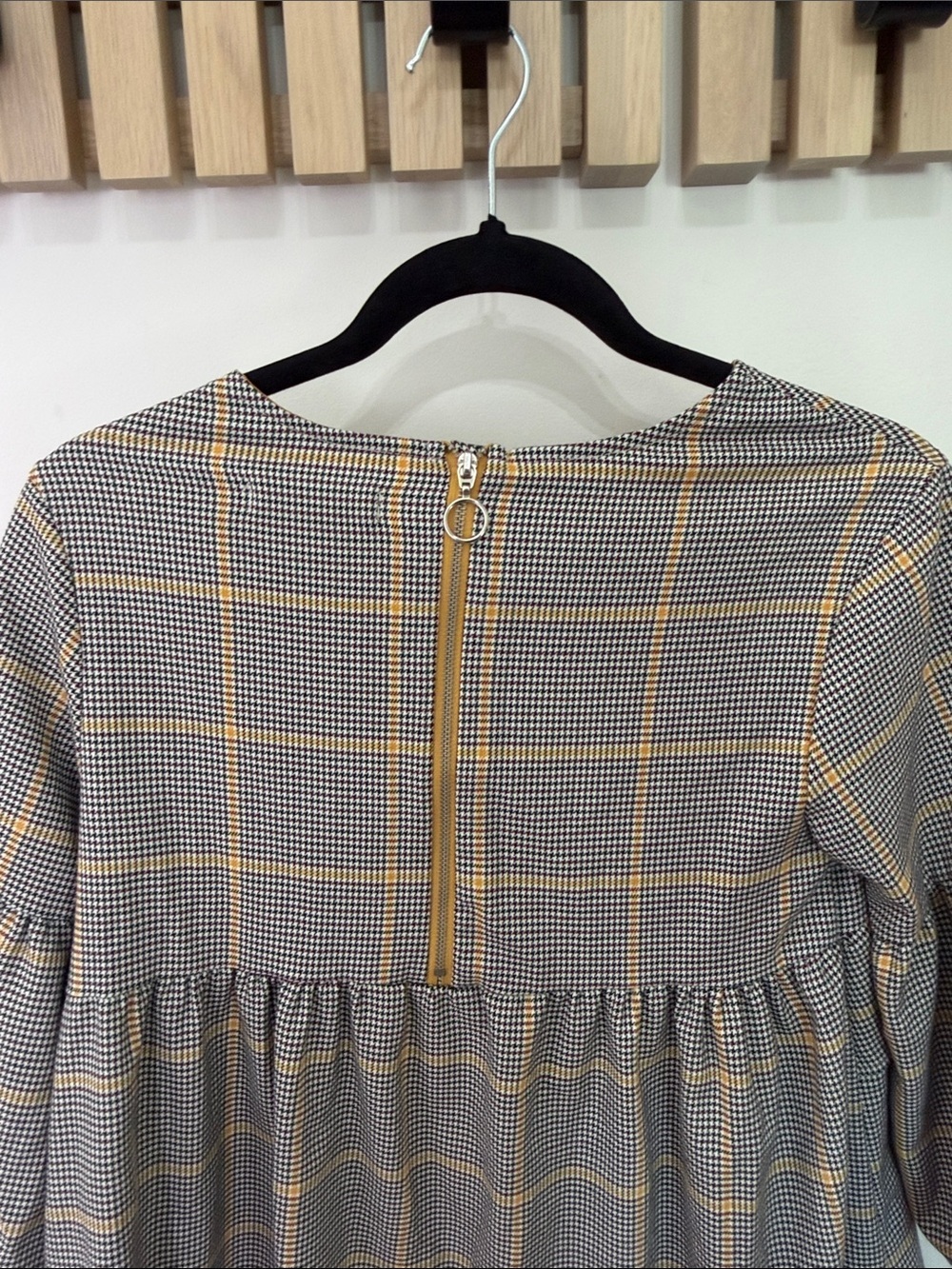 Zara girls Grey & Yellow Plaid Ruffle Tunic size 11/12 - Picture 4 of 7